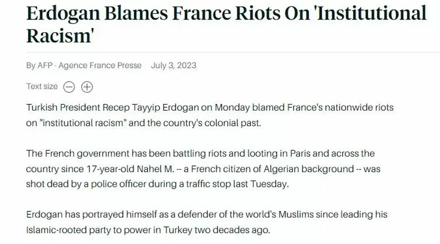 Dünya, Cumhurbaşkanı Erdoğan'ın bu tespitini konuşuyor... Fransa'daki olaylar: Kurumsal ırkçılık