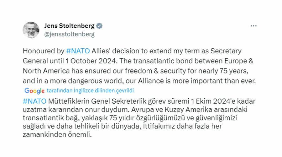 Son dakika: NATO Genel Sekreteri Stoltenberg'in görev süresi uzatıldı Son dakika: NATO Genel Sekreteri Stoltenberg'in görev süresi uzatıldı