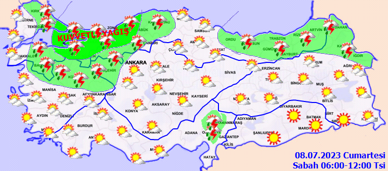 Hafta sonu plan yapacaklar dikkat! Meteoroloji’den 12 ile ‘sarı’ ve ‘turuncu’ kodlu uyarı (8 Temmuz hava durumu)
