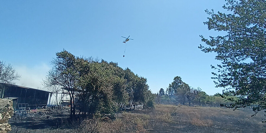 Bodrum'da makilik ve otluk alanda yangın çıktı