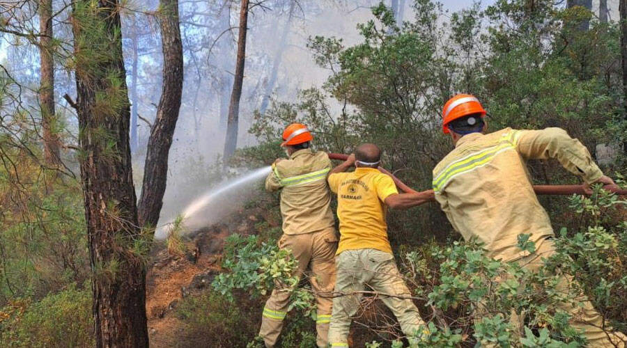 Marmaris’te iki ayrı noktada çıkan orman yangını kontrol altında