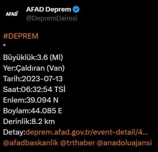 Van'da korkutan deprem!  Van'da korkutan deprem!