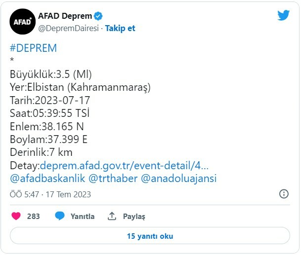 Kahramanmaraş'ta korkutan deprem!
