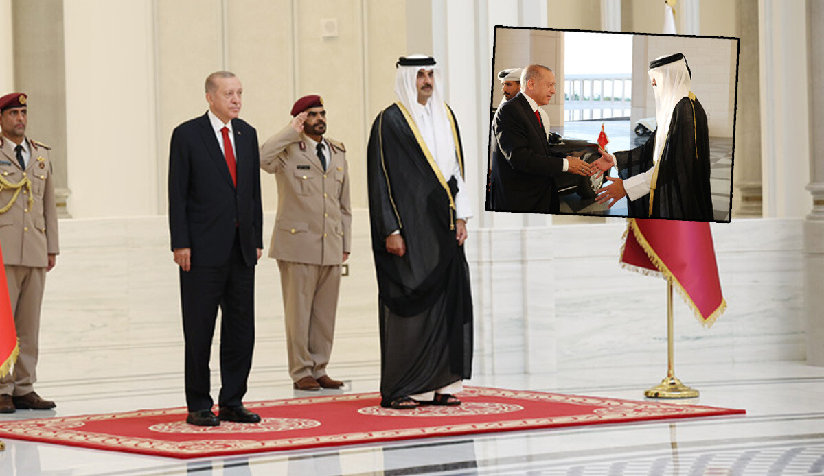 Cumhurbaşkanı Erdoğan Katar'da resmi törenle karşılandı: Samimi kareler dikkat çekti Cumhurbaşkanı Erdoğan Katar'da resmi törenle karşılandı: Samimi kareler dikkat çekti