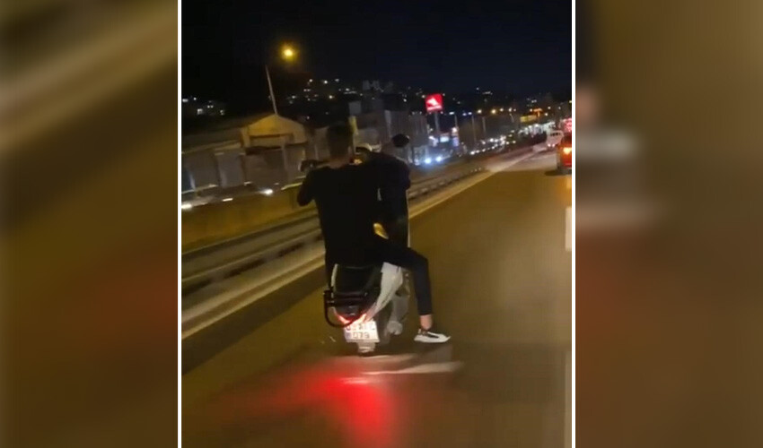 Ağızları açık bırakan yolculuk: Trafikte tek tekerle gitti Ağızları açık bırakan yolculuk: Trafikte tek tekerle gitti