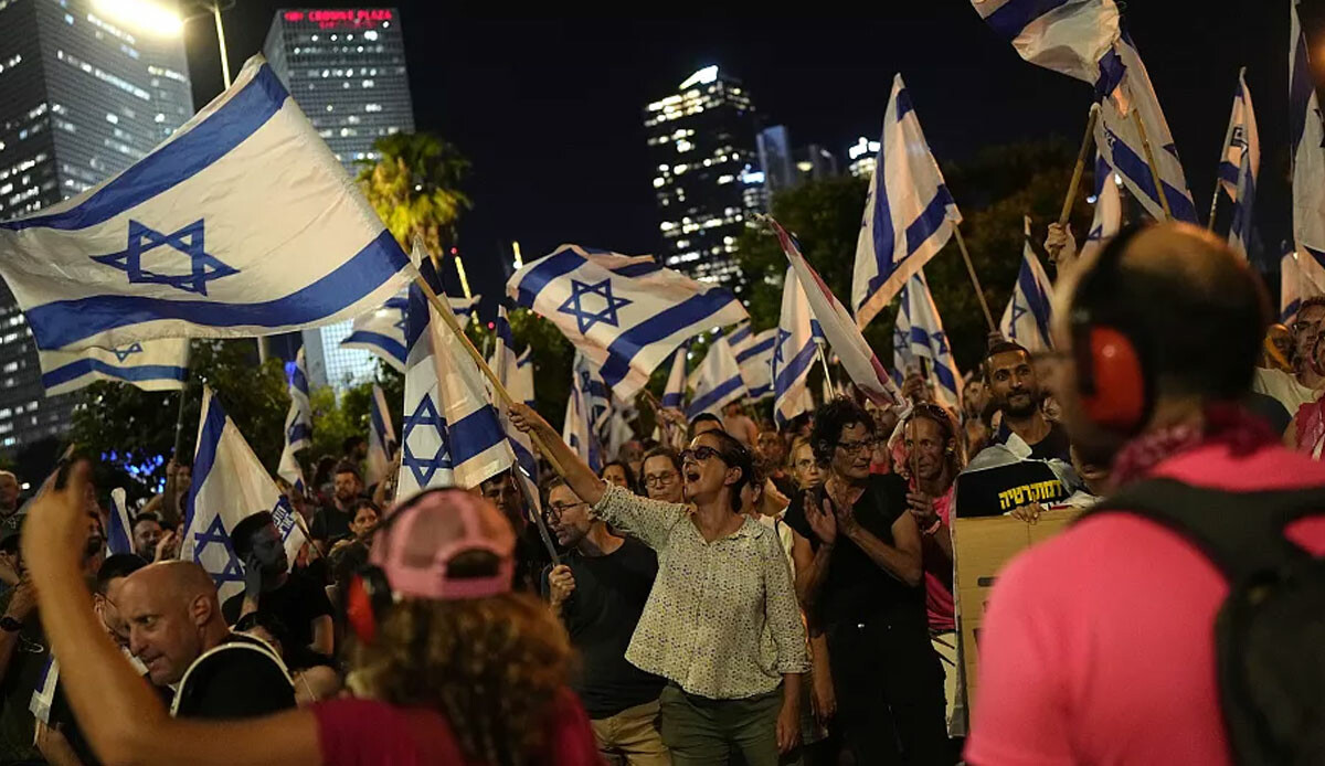 İsrail'de Netanyahu hükümetinin yargı reformu protestoları 28. haftasına girdi İsrail'de Netanyahu hükümetinin yargı reformu protestoları 28. haftasına girdi