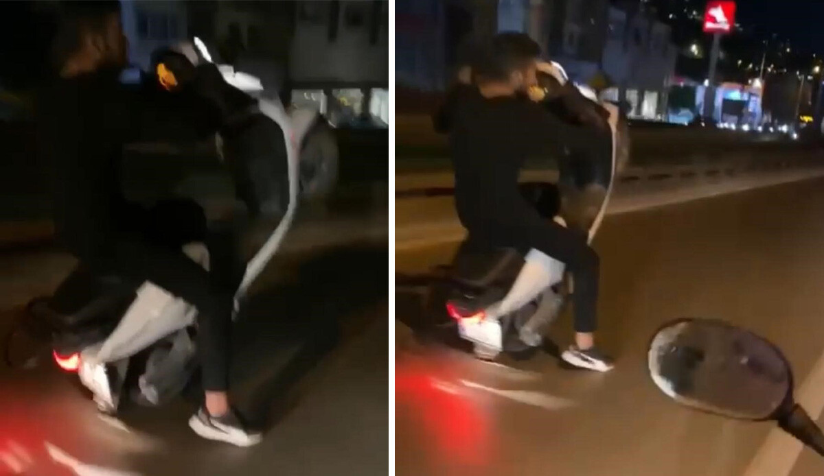 Ağızları açık bırakan yolculuk: Trafikte tek tekerle gitti Ağızları açık bırakan yolculuk: Trafikte tek tekerle gitti