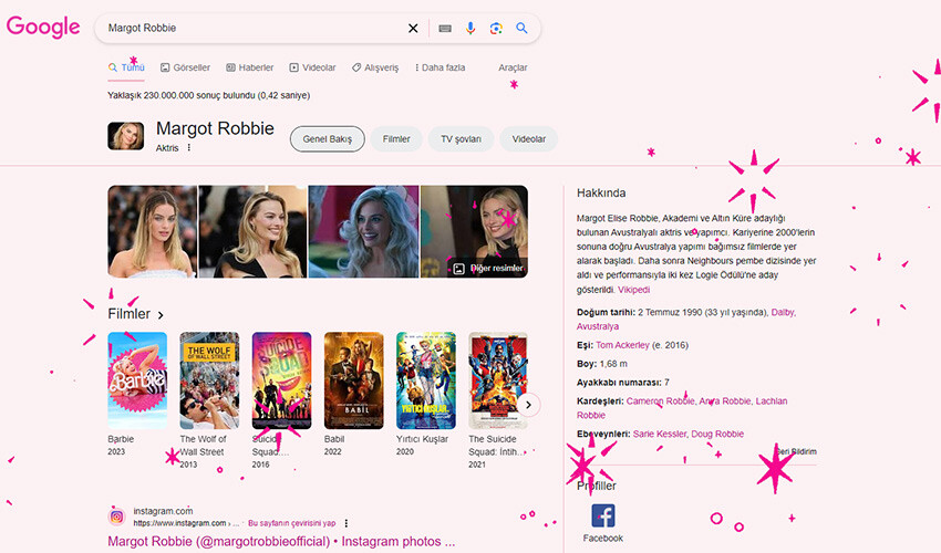 Google'a 'Margot Robbie' yazanlar sürprizle karşılaşıyor margot robbie