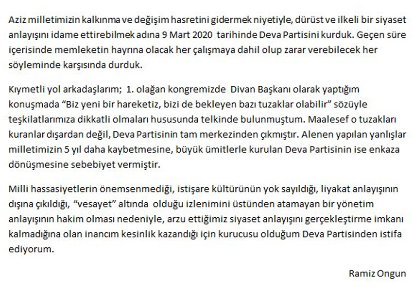 DEVA Partisi’nde üst düzey istifalara bir yenisi: Eski MHP'li isim Babacan yönetimini topa tuttu, görevi bıraktı DEVA Partisi’nde üst düzey istifalara bir yenisi: Eski MHP'li isim Babacan yönetimini topa tuttu, görevi bıraktı