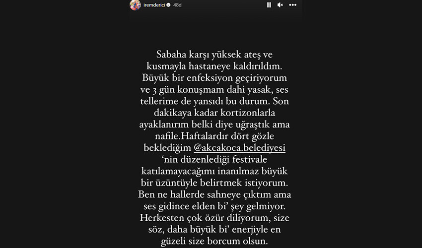 İrem Derici hastaneye kaldırıldı: 3 gün konuşmam dahi yasak İrem Derici hastaneye kaldırıldı: 3 gün konuşmam dahi yasak