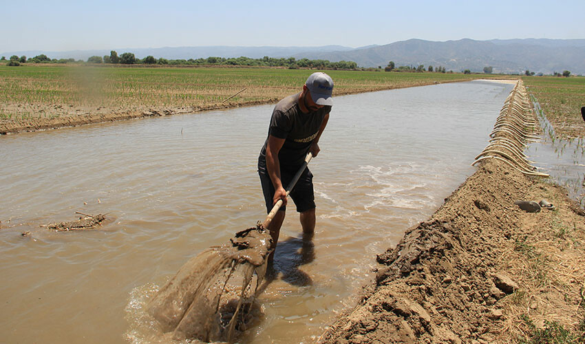 İşçiler serinlemek için kanala giriyor: Sıcaklık tam 44 derece