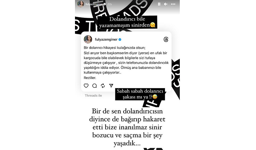 Fulya Zenginer'e dolandırıcılık şoku