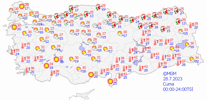 Kavuran sıcaklar sonrası sağanak geliyor! Meteoroloji 'sarı kod' ile uyardı (28 Temmuz 2023 hava durumu)