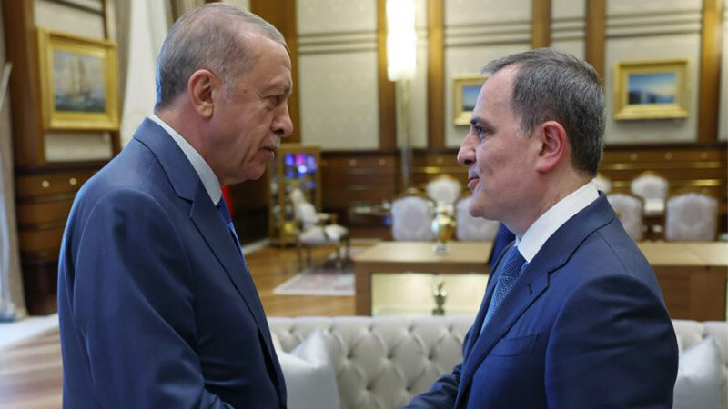 Sondakika! Cumhurbaşkanı Erdoğan Azerbaycan Dışişleri Bakanı Bayramov ile görüştü. Erdoğan'dan  Erdoğan-Ceyhun Bayramov- Hakan Fidan 2
