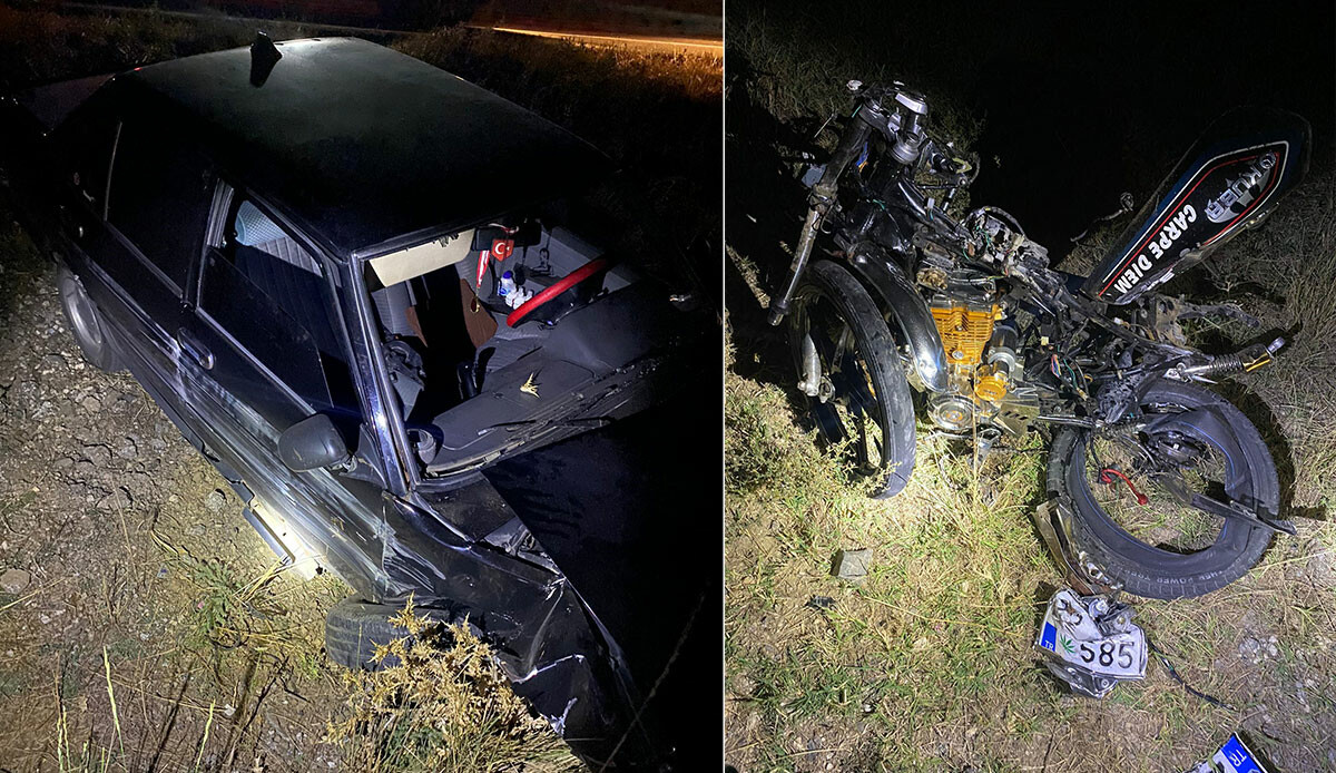 Otomobilin çarptığı motosiklet sürücüsü hayatını kaybetti