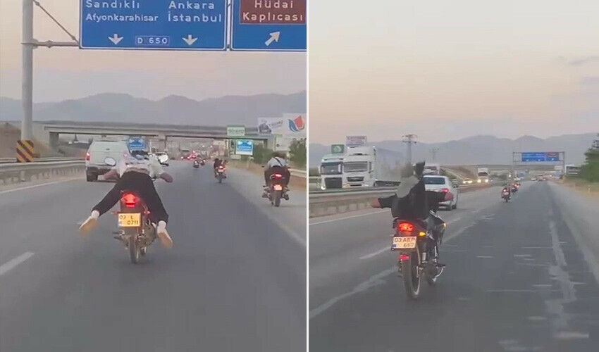 Motorsikletli gençler canlarını hiçe saydı, o anlar kameralara saniye saniye yansıdı