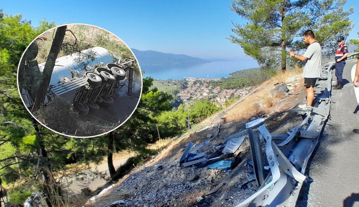 Faciadan kıl payı dönüldü! Doğalgaz yüklü tanker uçurumdan yuvarlandı Faciadan kıl payı dönüldü! Doğalgaz yüklü tanker uçurumdan yuvarlandı