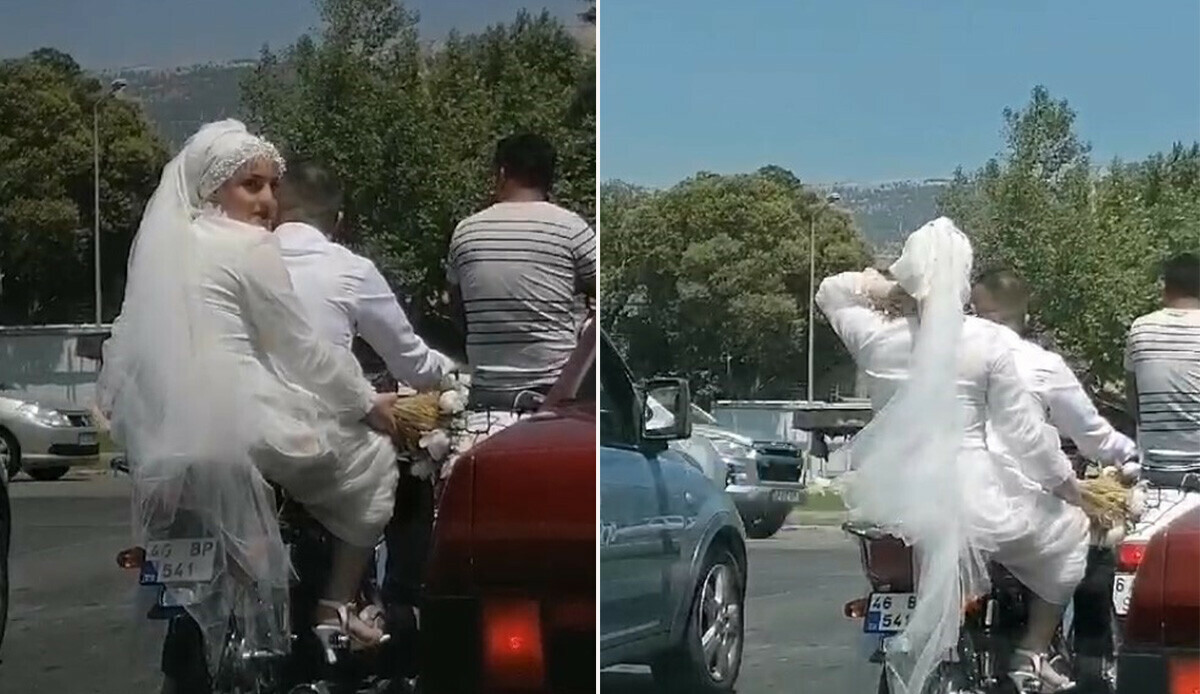 Gelin arabası değil gelin motorsikleti: Gören bir daha bakıyor Gelin arabası değil gelin motorsikleti: Gören bir daha bakıyor