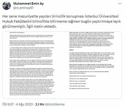 İstanbul Üniversitesi Muhammed Emin Ay, konuşma yaptırılmadı iddiası
