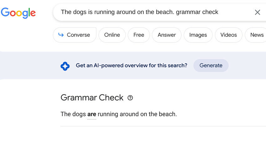 google dilbilgisi kontrolü