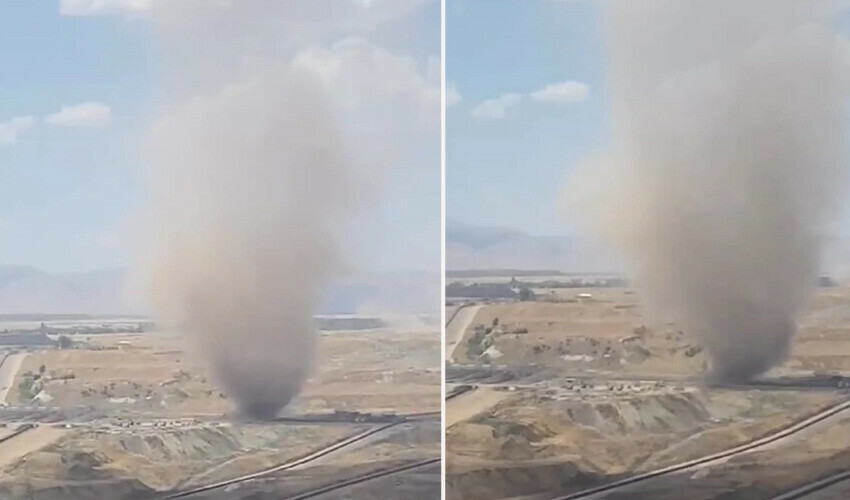 Dev hortum tozu dumana kattı: Görenleri hayrete düşürdü Dev hortum tozu dumana kattı: Görenleri hayrete düşürdü