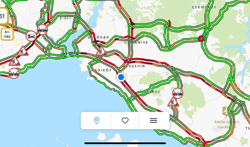 Yağış sonrası İstanbul'da trafik durma noktasına geldi