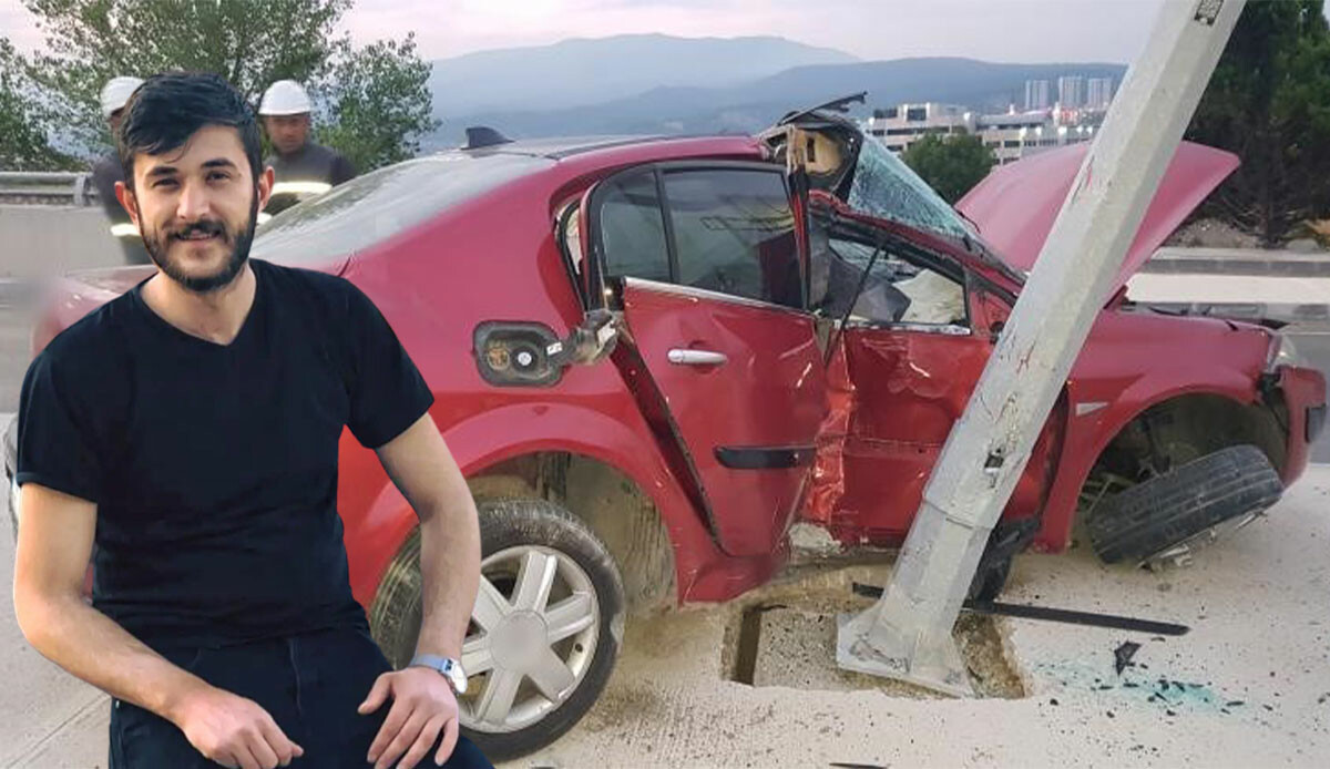 Otomobil aydınlatma direğine çarptı: Emanet aldığı araba sonu oldu