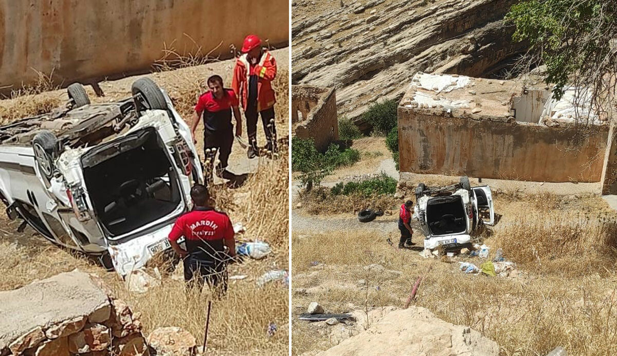Mardin&#039;de korkunç kaza, araç şarampole uçtu: 10 kişi yaralandı