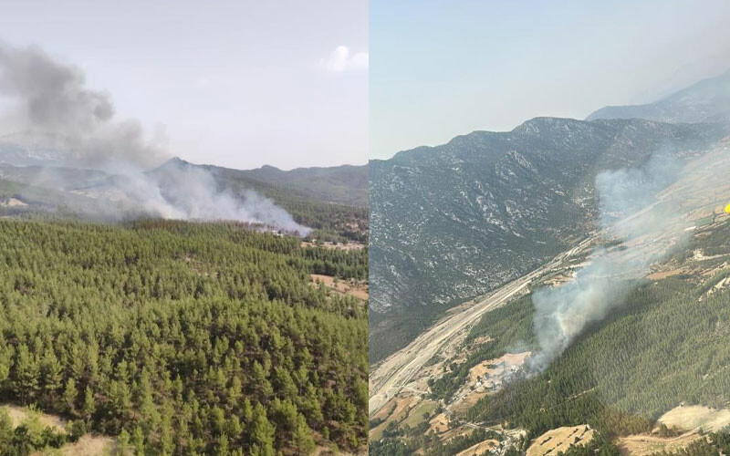 Manavgat’ta yerleşim yerlerine yakın bölgede yangın
