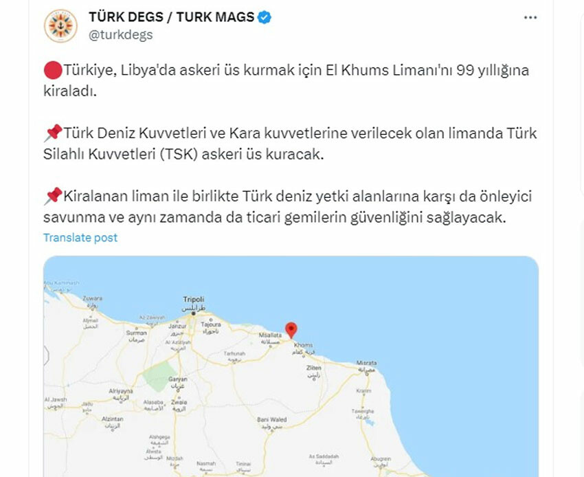 Türkiye'nin Libya'dan askeri üs kiraladığı iddialarına yalanlama Türkiye'nin Libya'dan askeri üs kiraladığı iddialarına yalanlama