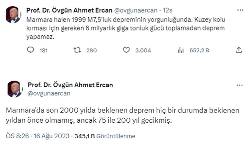 Ahmet Ercan’dan ezber bozan açıklama: Olası Marmara depremi için tarih verdi Ahmet Ercan’dan ezber bozan açıklama: Olası Marmara depremi için tarih verdi