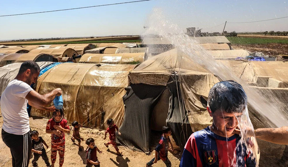 Bir yanda Esad zulmü bir yanda 50 derecede ölümle burun buruna yaşam… Çadır kamptaki görüntüler boğazları düğümledi