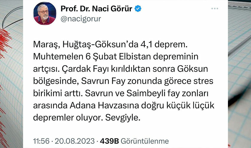 Naci Görür'den Kahramanmaraş depremi açıklaması geldi: Stres birikimi arttı