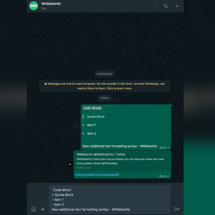WhatsApp kod parçacığı özellik