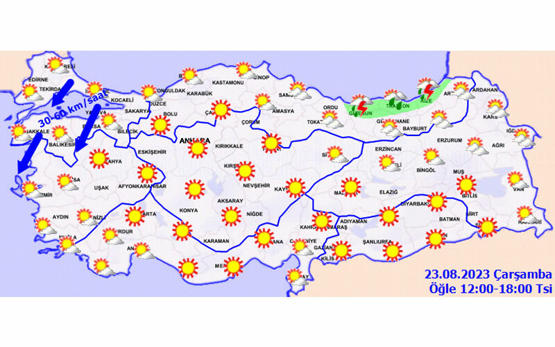 Bugün hava nasıl olacak? Meteoroloji 23 Ağustos hava durumunu paylaştı! Alevlerle boğuşan Çanakkale’ye özel uyarı
