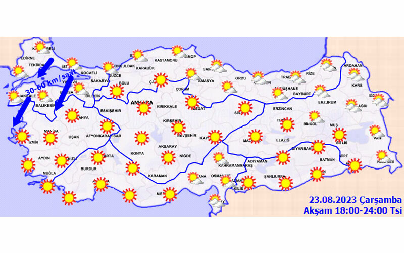 Bugün hava nasıl olacak? Meteoroloji 23 Ağustos hava durumunu paylaştı! Alevlerle boğuşan Çanakkale’ye özel uyarı