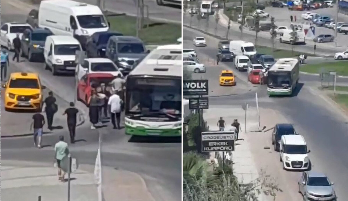İki sürücü bir yolu paylaşamadı: Yumruklar havada uçuştu İki sürücü bir yolu paylaşamadı: Yumruklar havada uçuştu