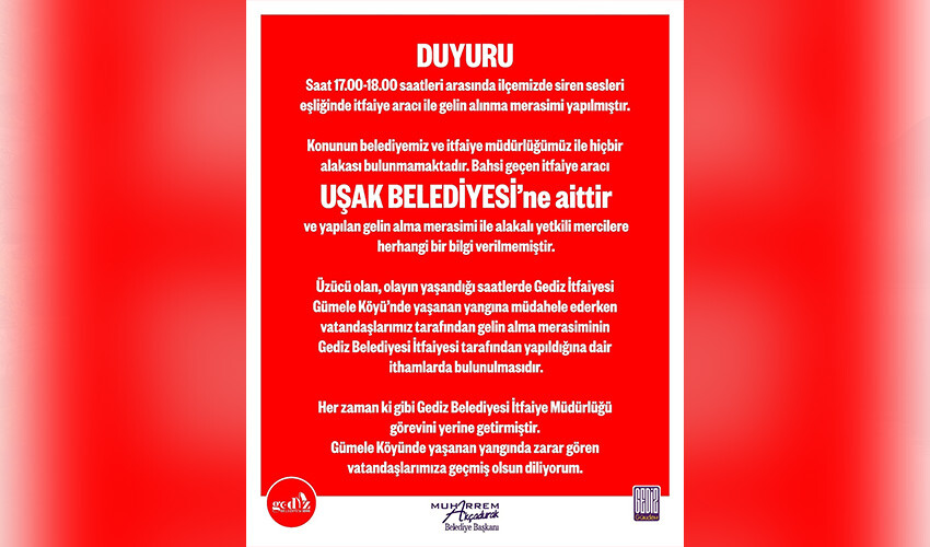 Yangın varken itfaiyeyi gelin arabası yaptılar, halk tepki gösterince açıklama geldi