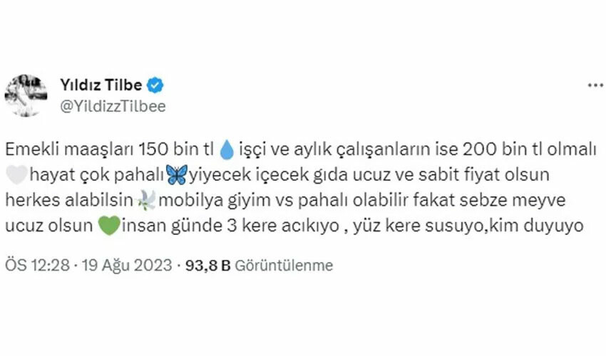 Yıldız Tilbe ekonomik taleplerini sıraladı: Meyve sebze zam almasın