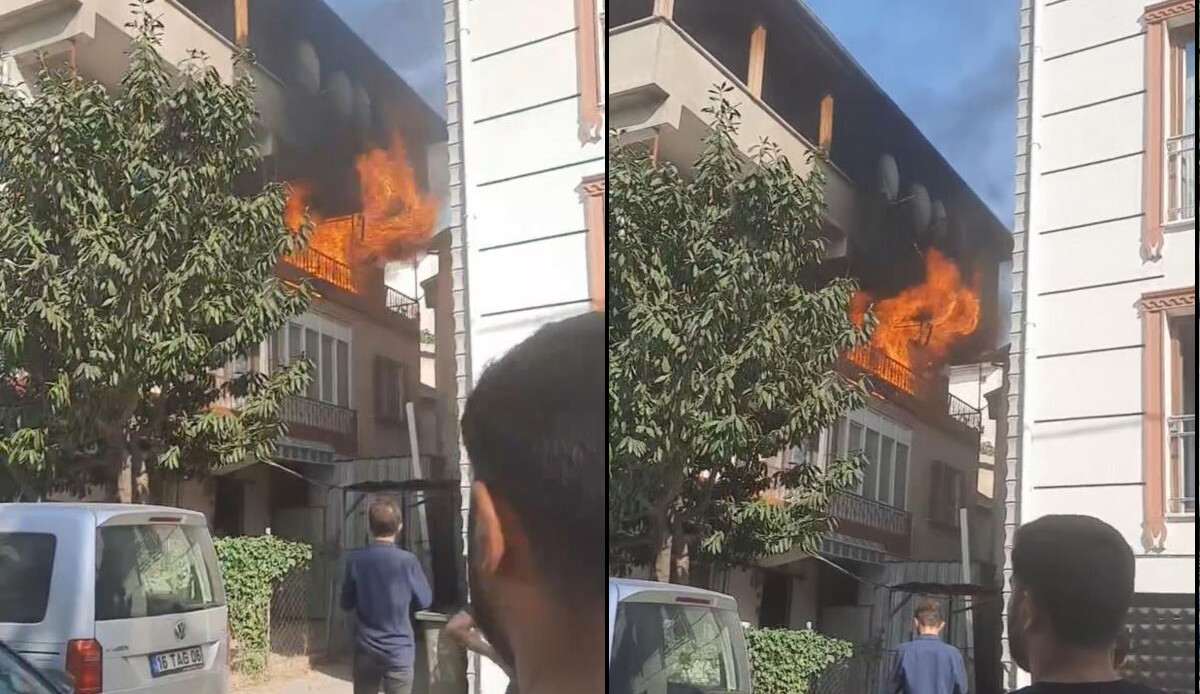 Bursa&#039;da yangın paniği! Binanın 2. katı alev alev yandı: O anlar kamerada