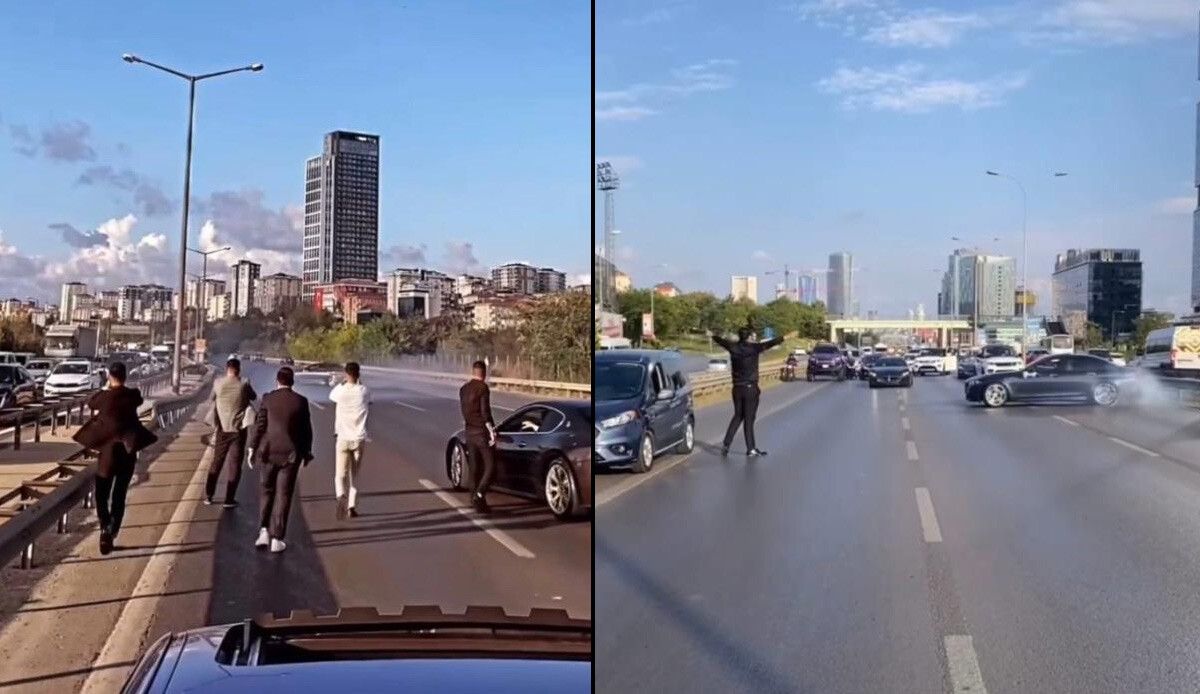 İstanbul&#039;da trafik terörü! Düğün konvoyundaki araçlar yol kesip drift attı, o anları&#039; İstanbul&#039;u yakmaya geldik&#039; diye paylaştı