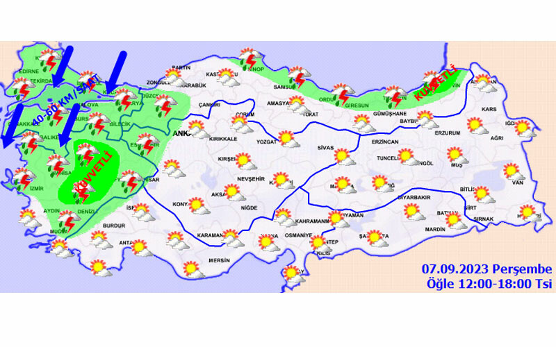 Meteoroloji’den 11 il için ‘sarı’ alarm: Sel, su baskını, fırtına…  Saat verildi! (7 Eylül 2023 hava durumu raporu)