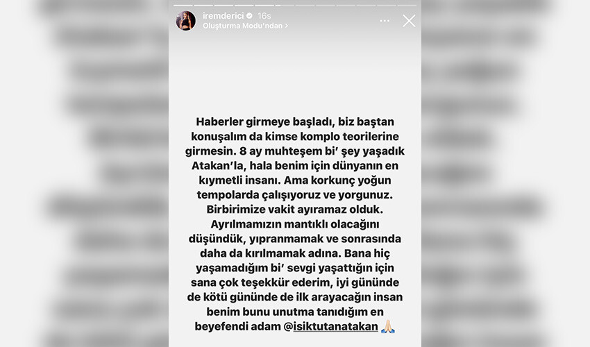 İrem Derici'dan 'ayrılık' paylaşımına açıklama geldi.. Hayranları yine üzüldü