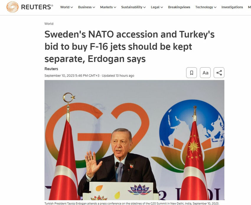 Erdoğan'ın G-20'deki açıklaması dünya basınında: Biden’ın F-16 yaklaşımından rahatsız Erdoğan'ın G-20'deki açıklaması dünya basınında: Biden’ın F-16 yaklaşımından rahatsız
