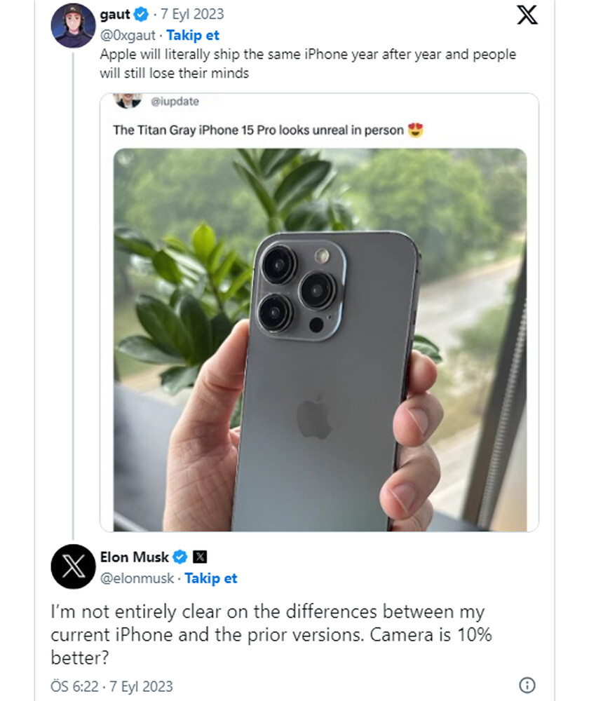 Musk iPhone 15 yorumu