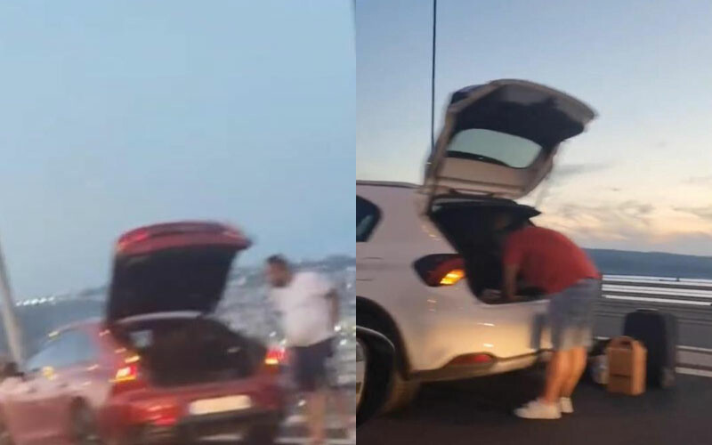 Köprüde bir garip olay! Kimse ne olduğunu anlayamadı... Aynı anda tüm araçların lastikleri patladı