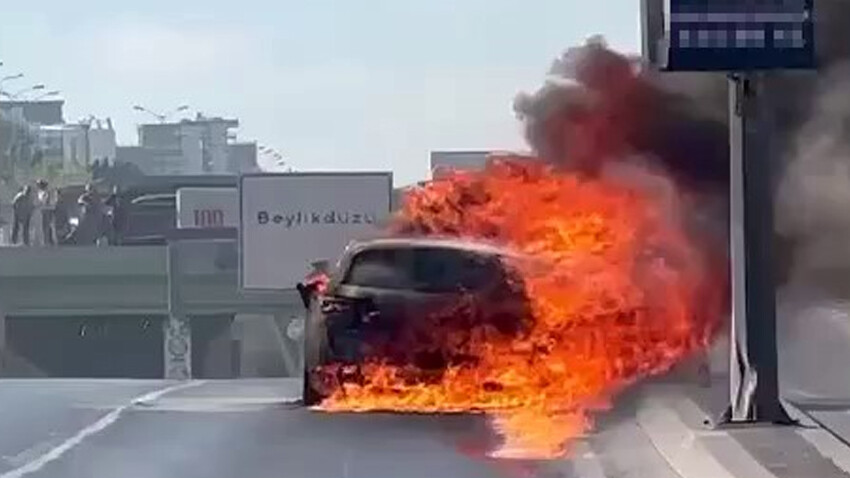 Beylikdüzü'de bakımdan çıkan araç 5 kilometre sonra alev topuna döndü beylikdüzü araç yangını