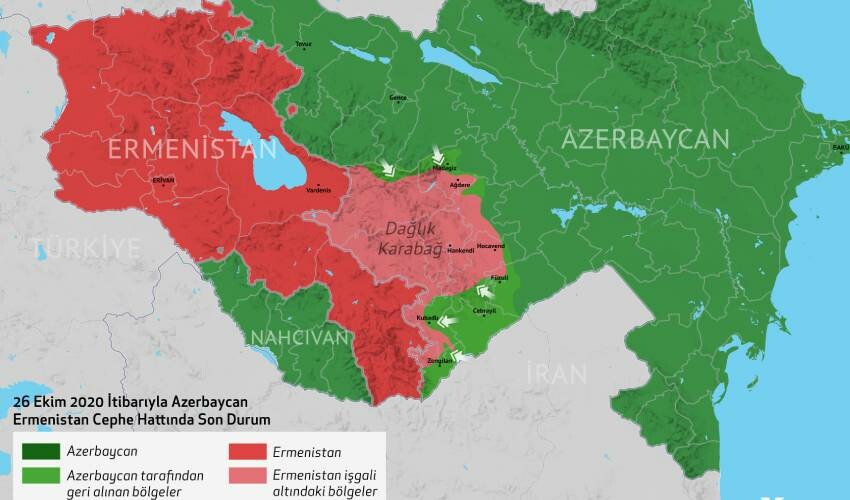 2020 itibariyle Karabağ'ın coğrafi durumu
