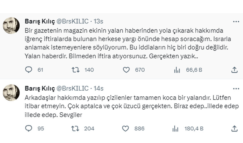 Kızılcık Şerbeti'nin Ömer'i Barış Kılıç'a çirkin 'Gamze Özçelik' iftirası! Açıklamasıyla öfke kustu Barış Kılıç'tan 'Gamze Özçelik' davasına yönelik açıklama...