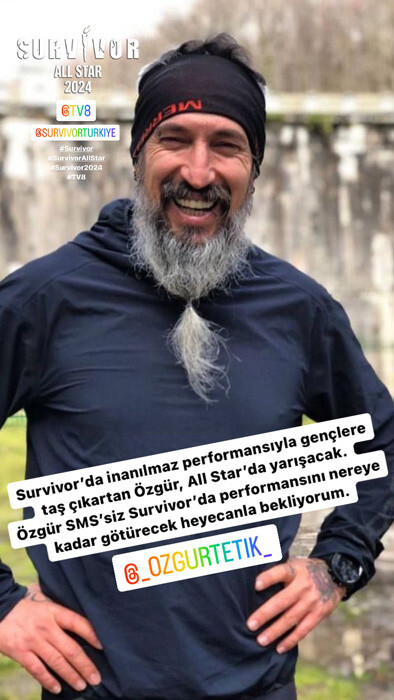 Performansıyla gençlere taş çıkartan Özgür Tetik, Survivor 2024 All Star’da Özgür Tetik, Survivor 2024 All Star kadrosunda...